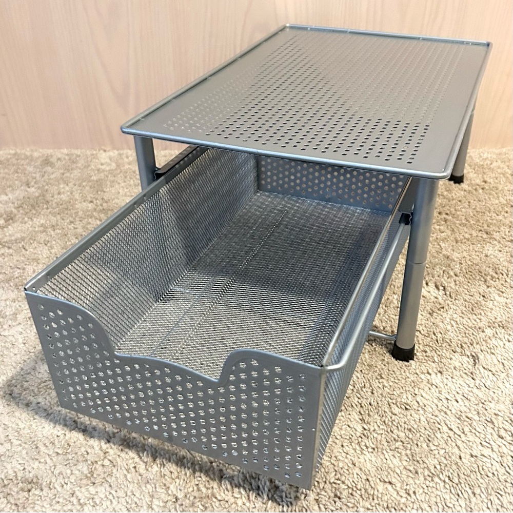 Silver Stackable Cabinet Drawer Organizer, 1 Tier
